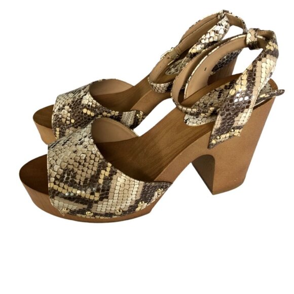 Express Snakeskin Clog Sandal with Ankle Strap 8 - Picture 4 of 7